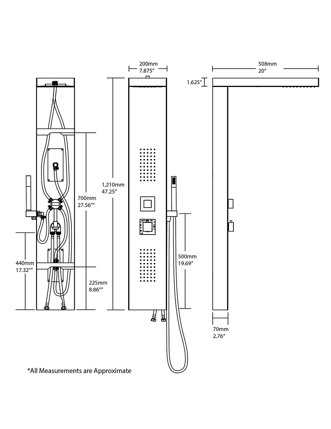 Lima Stainless Steel Shower Panel System